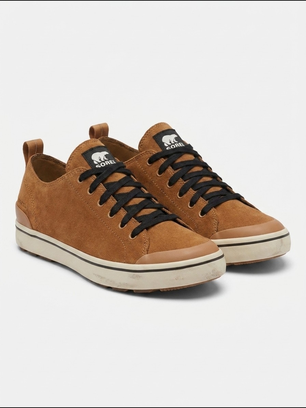 Sorel Men's Suede Low-Top Sneakers in Tan with Black Laces